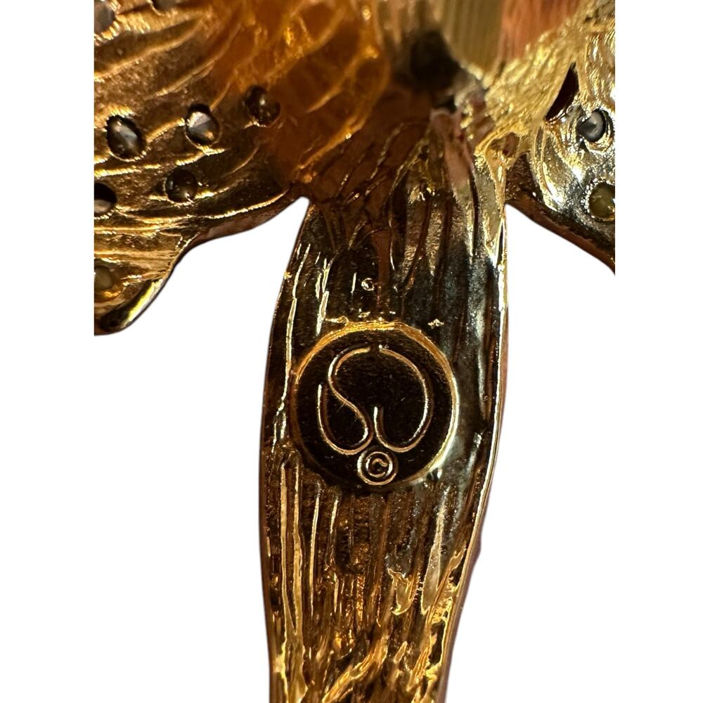 St. John Vintage AB Goldtone Floral Rhinestone Brooch Pin - Picture 3 of 3